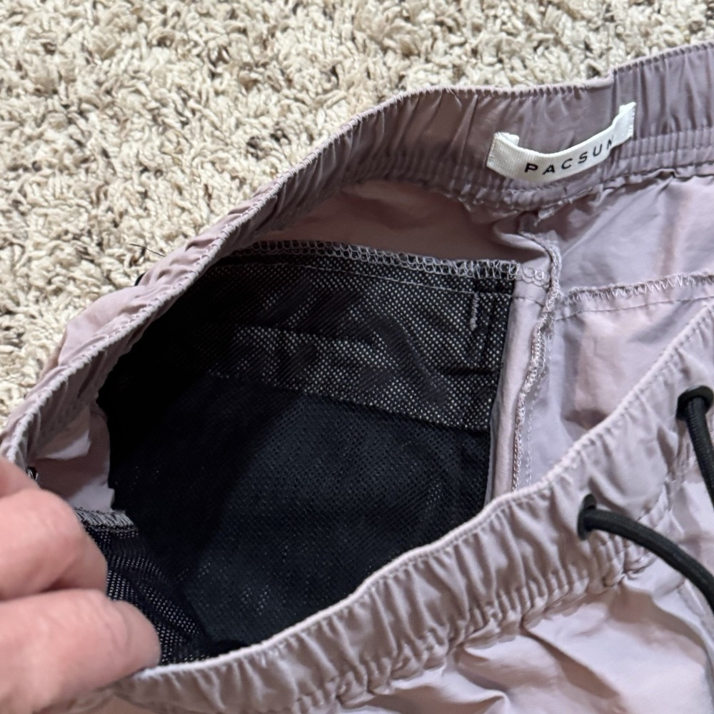 PacSun Men's Relaxed Cargo Jogger Pants Large Mauve Elastic Waist Drawstring - Picture 5 of 14